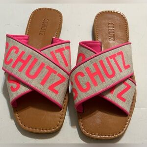 Shultz pink flat samdals size 7